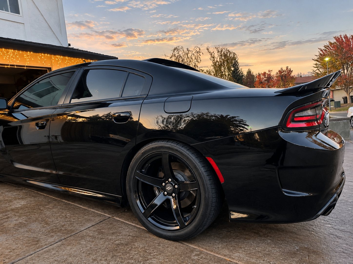 Glossy detailed car at night